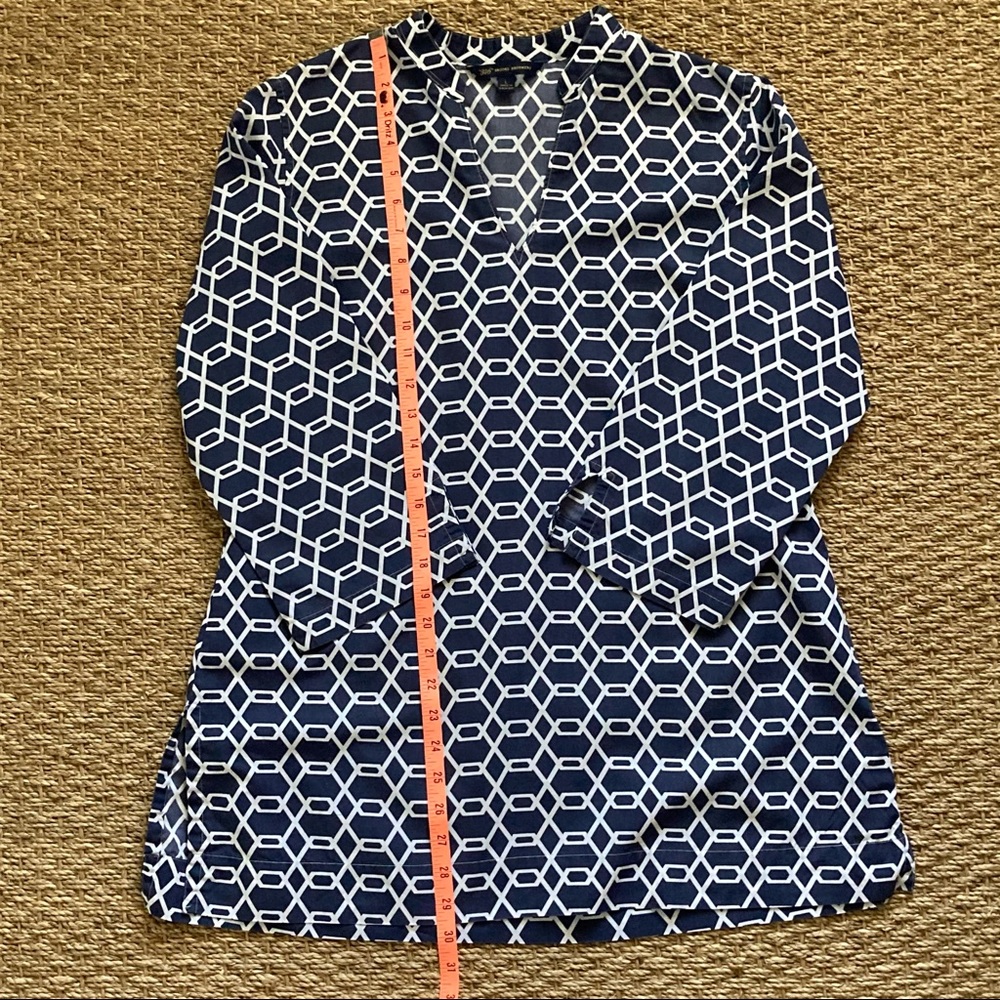 Brooks Brothers Tunic, Navy/White Interlocking Chain Pattern, L - Picture 7 of 14